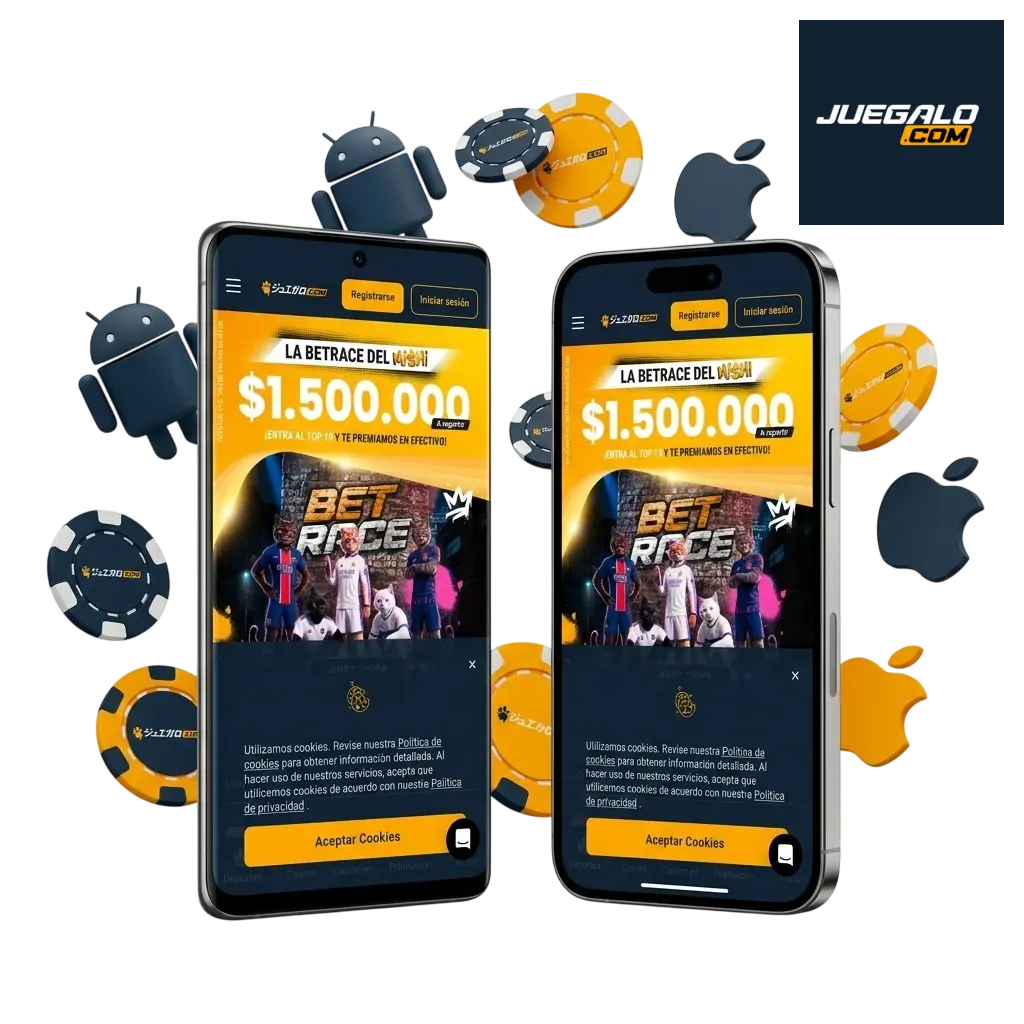 App Juegalo para Android e iOS en Chile con bono de bienvenida 150% hasta CLP 300.000 y pagos con WebPay
